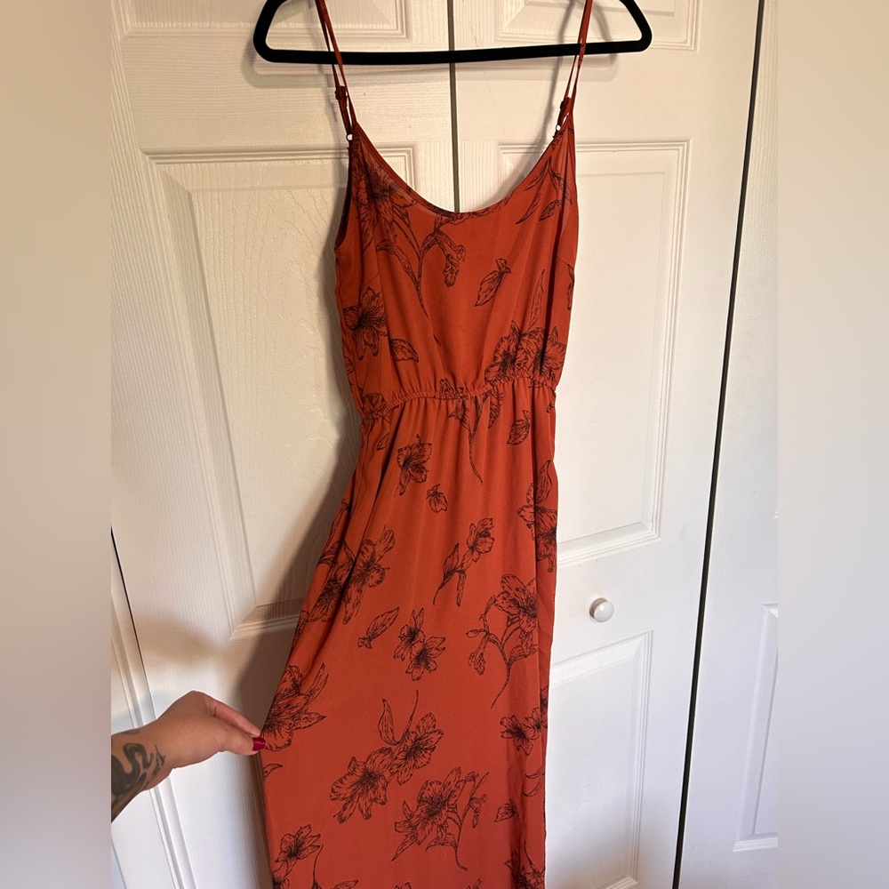 Forever 21 Orange Floral Midi Dress